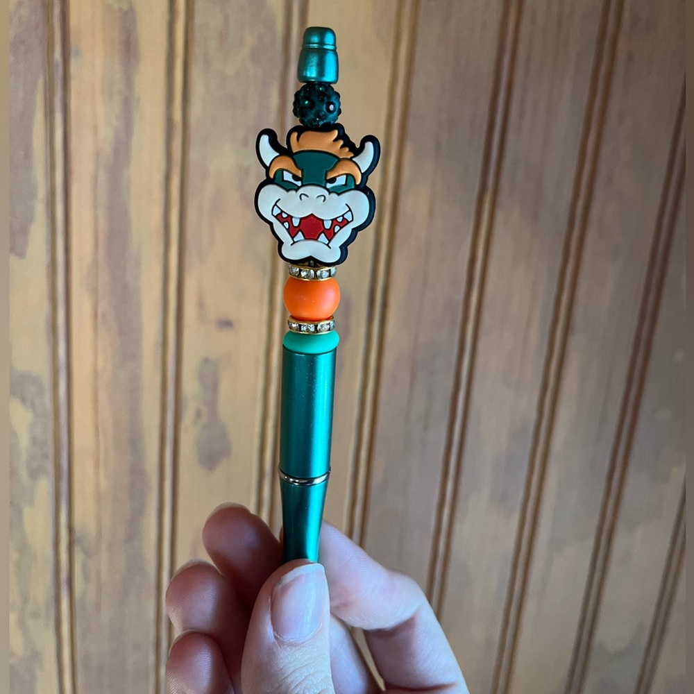 Mario Brothers Bowser Green Ballpoint Beaded Pen